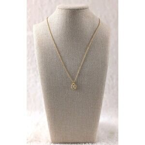 Unbranded Gold Tone Teardrop Pendant Necklace Minimalist Clear Accent